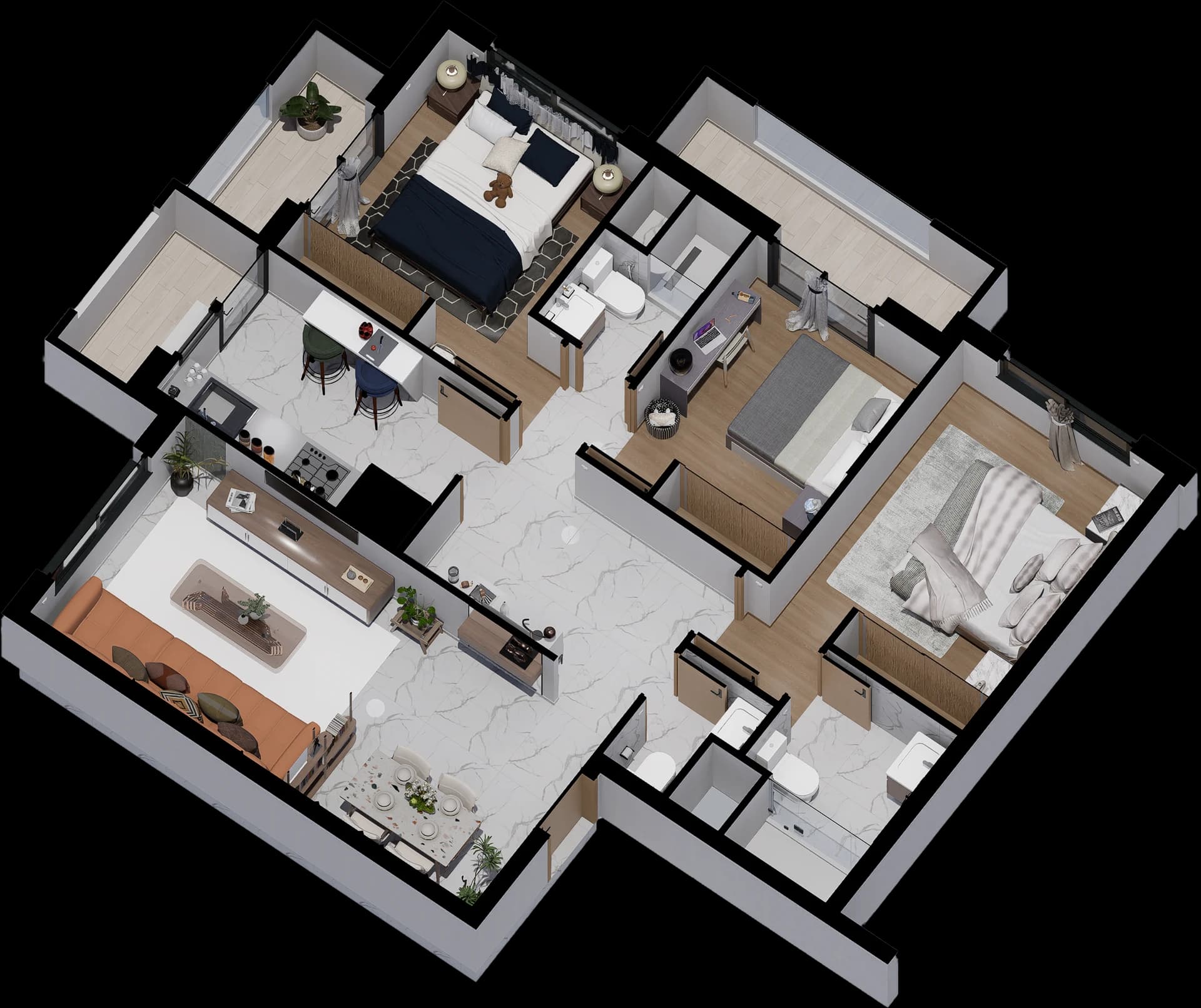 Appartement Type C — Plan axonométrie